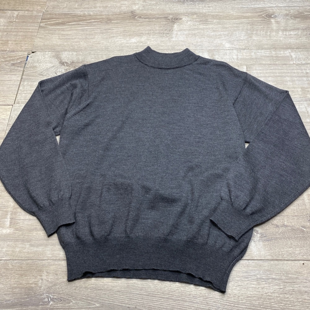 Cortina‎ Italia Mock Neck Sweater Mens L Gray Merino Wool Made in Italy Casual